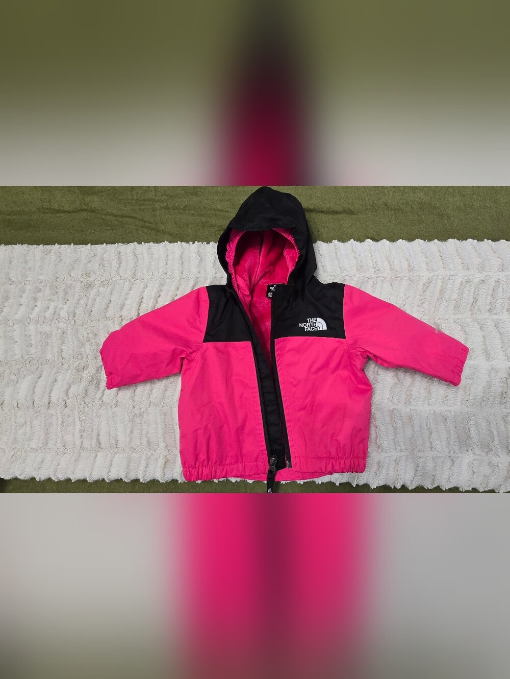 The North Face Hot Pink and Black Infant 0-3 Hooded Jacket